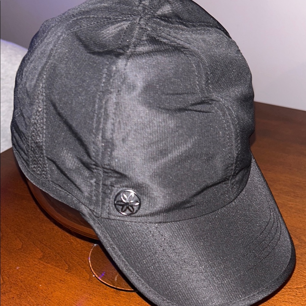 Black Baseball Cap with Button Detail